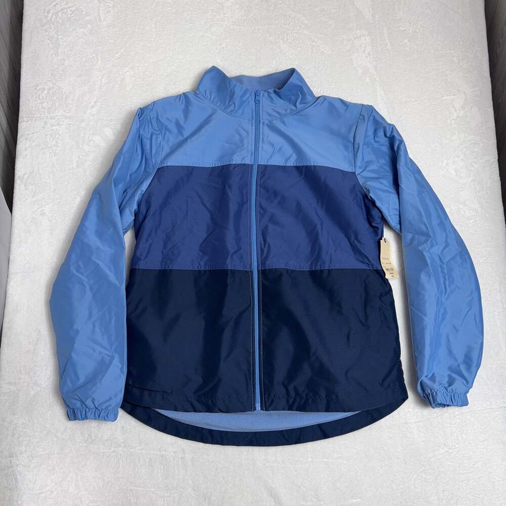 NWT St Johns Bay Colorblock Windbreaker Jacket Women’s M Blue Fleece Cybercore